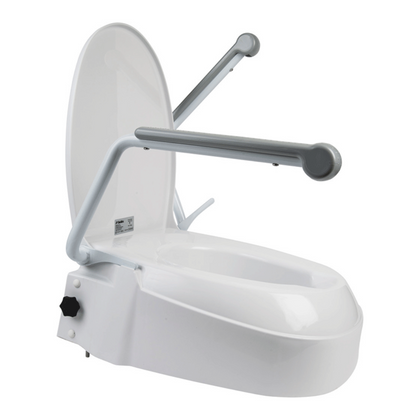 FIXED TOILET SEAT HEIGHT ADJUSTABLE WITH LIFT-UP ARMRESTS