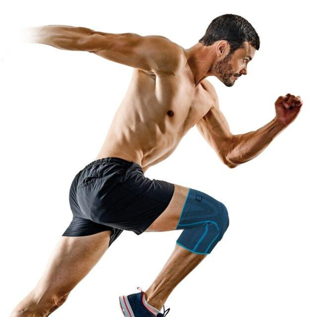 ELASTIC KNEE SUPPORT WITH SILICONE PADDING AND SIDE STABILIZERS