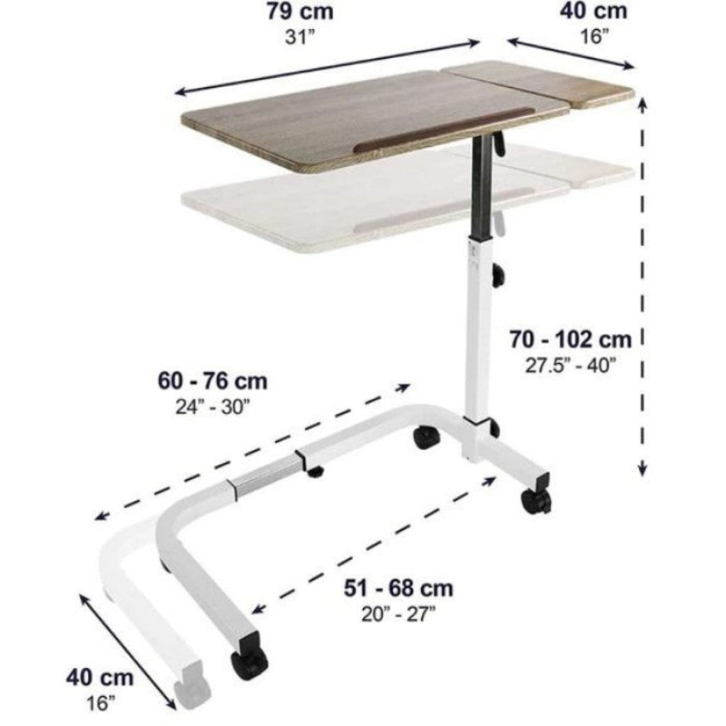 BED TABLE WITH WHEELS, AUXILIARY TABLES FOR WHEELCHAIRS AND HIGH HOSPITAL