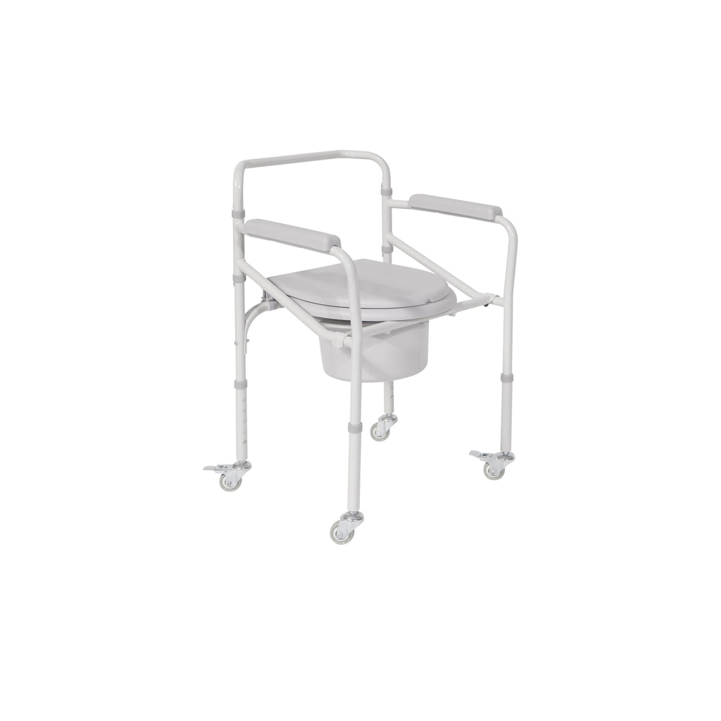 Foldable Commode Chair with Castors Beige