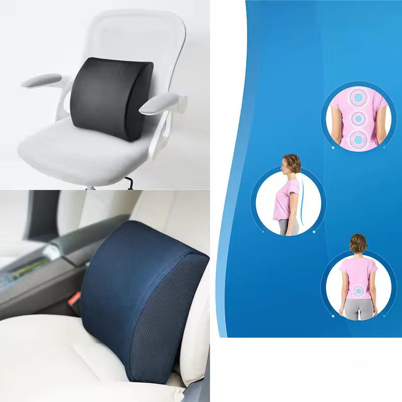 Lumbar cushion supporting the lower back on a chair