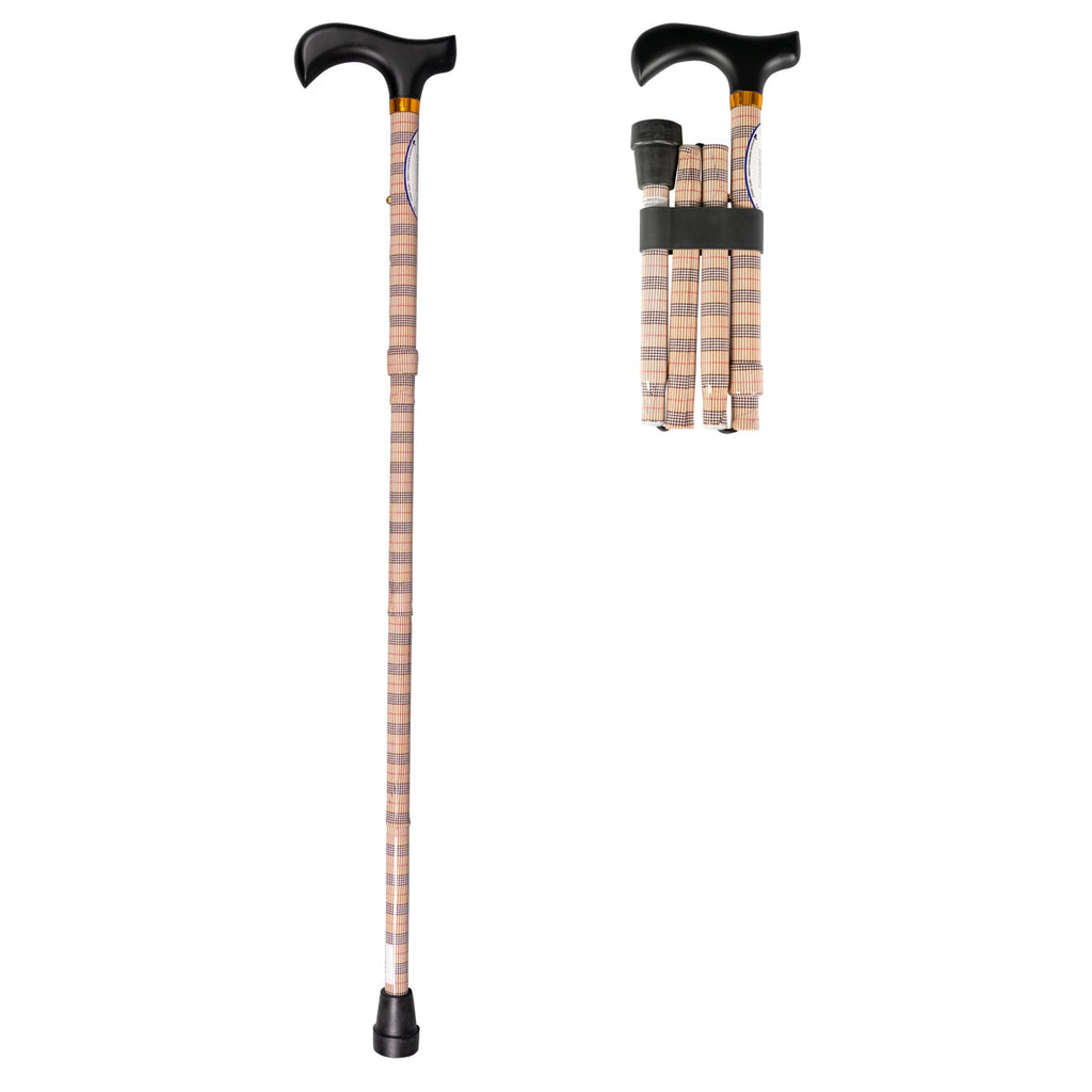 Foldable Aluminum Stick, Squares Patern with Wood Handle