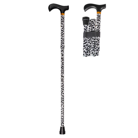 Foldable Aluminum Stick, with "Tiger" Pattern, with Wood Handle
