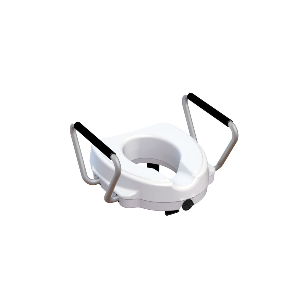 Raised Toilet Seat with Frontal Locking Screw 12,5CM/5'' w/ Fixed Armrests