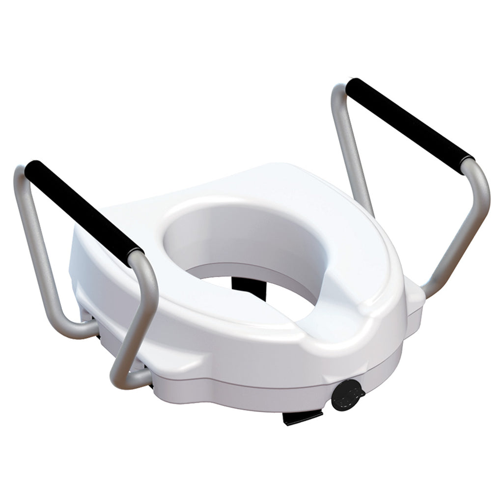 Raised Toilet Seat with Frontal Locking Screw 12,5CM/5'' w/ Fixed Armrests
