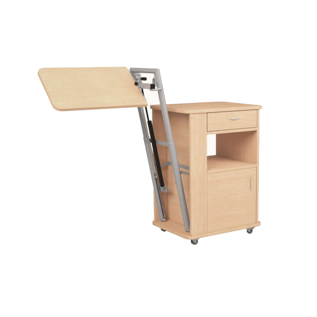 Bedside Cabinet, Wooden, with Height Adj. Table (Hospital Use)