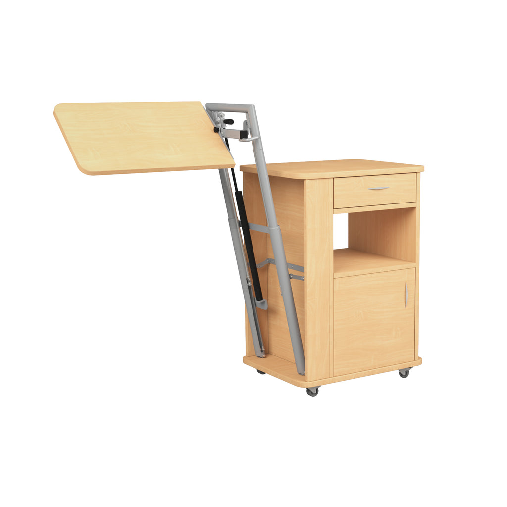 Bedside Cabinet, Wooden, with Height Adj. Table (Hospital Use)