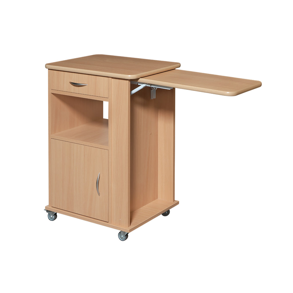Bedside Cabinet, Wooden, with Pull-Out Table (Hospital Use)