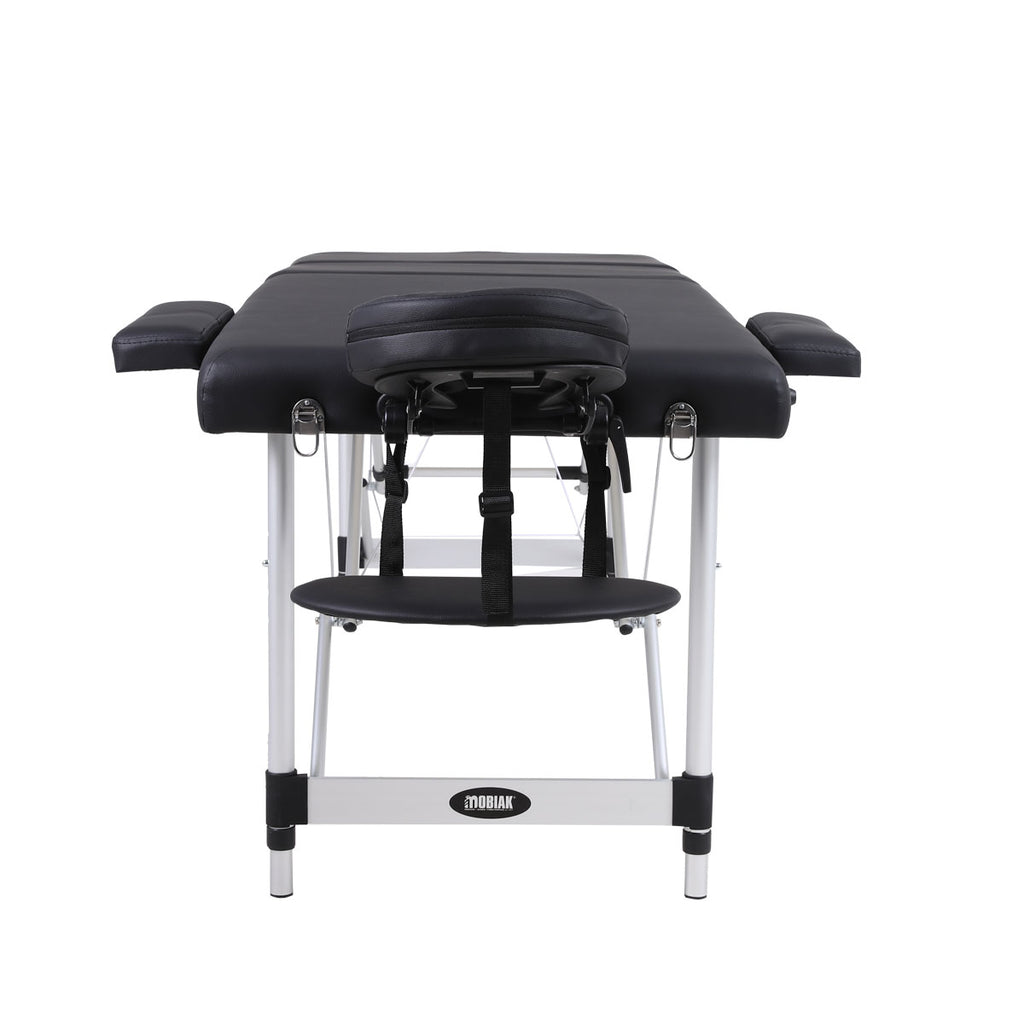 Aluminum Folding Massage Bed 3 Sections with Accessories- Black (W60)