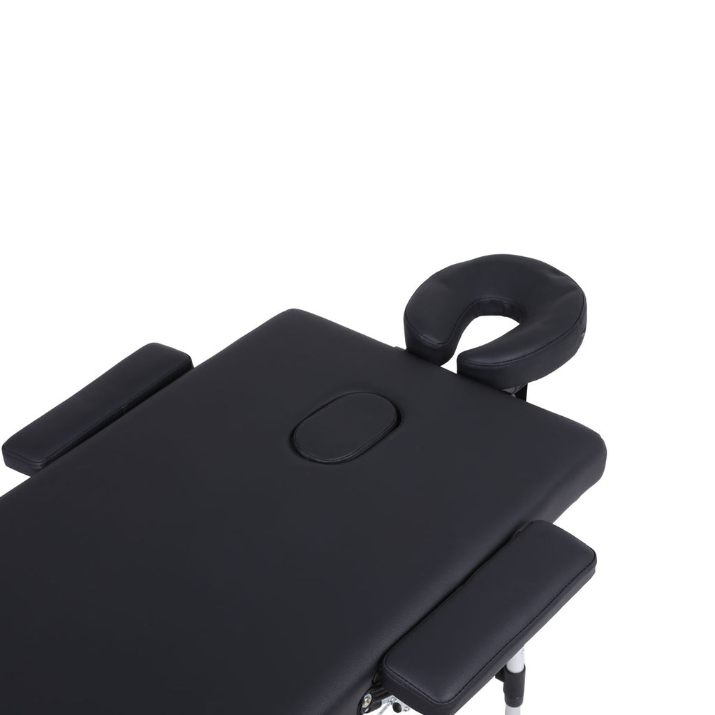 Aluminum Folding Massage Bed 3 Sections with Accessories- Black (W60)
