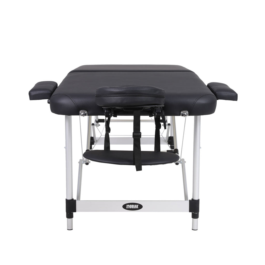 Aluminum Folding Massage Bed 2 Sections with Accessories- Black (W70)