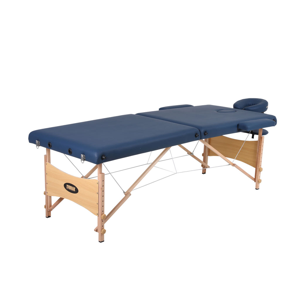 Wooden Folding Massage Bed 2 Sections with Accessories - Blue (W70)