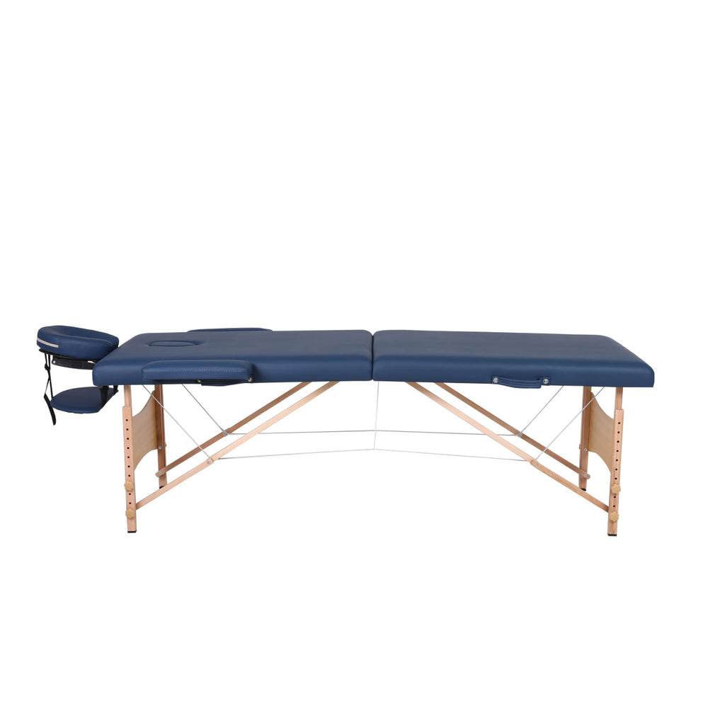 Wooden Folding Massage Bed 2 Sections with Accessories - Blue (W70)