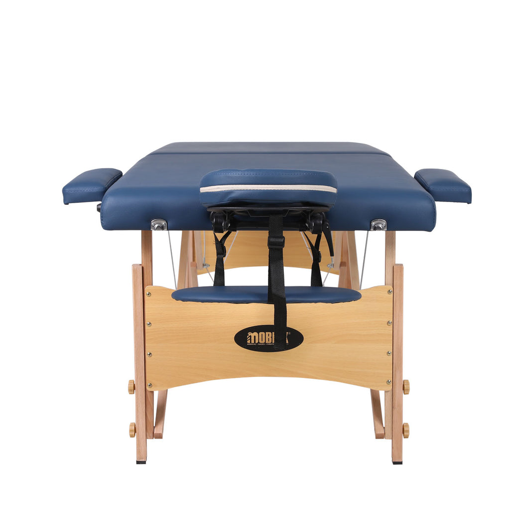 Wooden Folding Massage Bed 2 Sections with Accessories - Blue (W70)