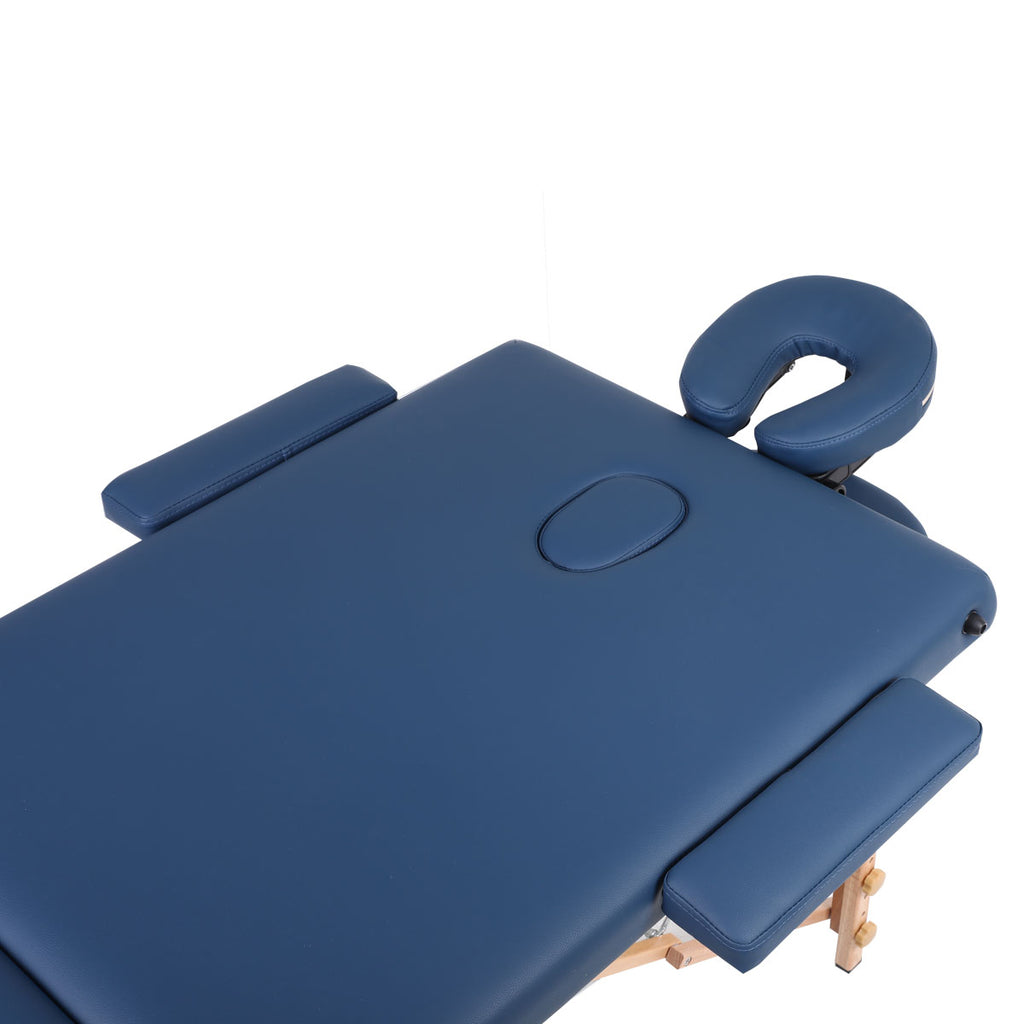 Wooden Folding Massage Bed 2 Sections with Accessories - Blue (W70)