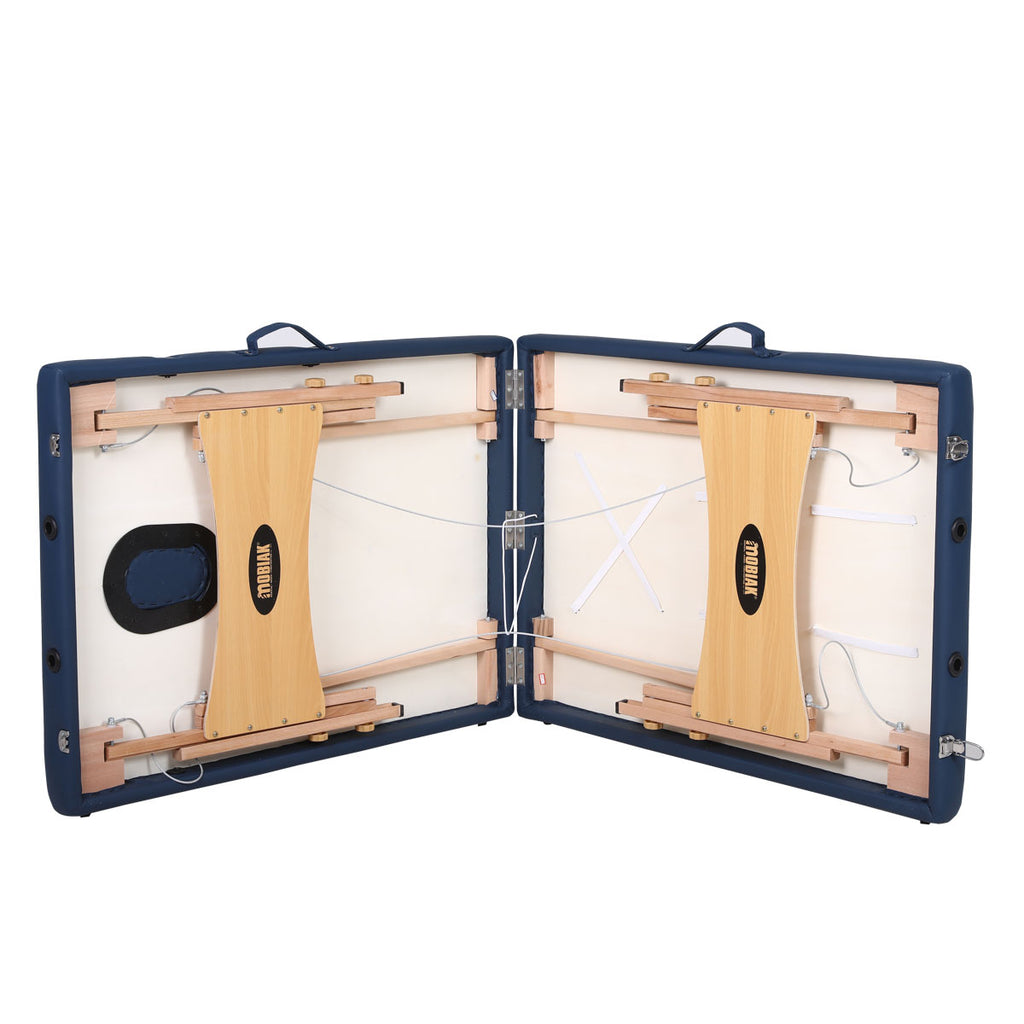 Wooden Folding Massage Bed 2 Sections with Accessories - Blue (W70)
