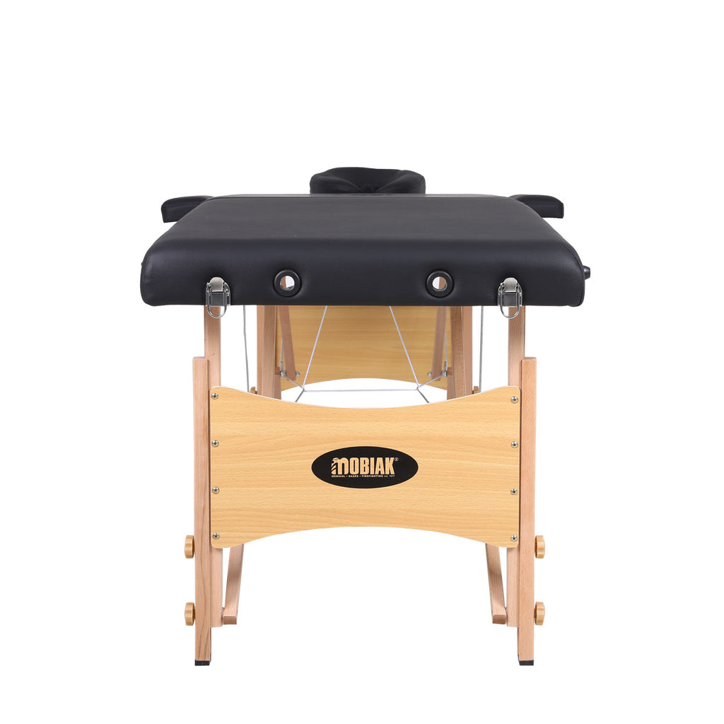Wooden Folding Massage Bed 2 Sections with Accessories - Black (W60)