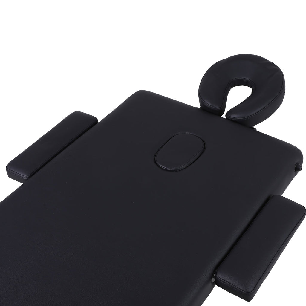 Wooden Folding Massage Bed 2 Sections with Accessories - Black (W60)