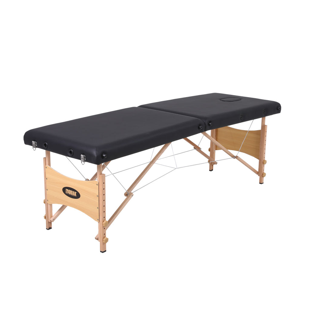 Wooden Folding Massage Bed 2 Sections - Black (W60)