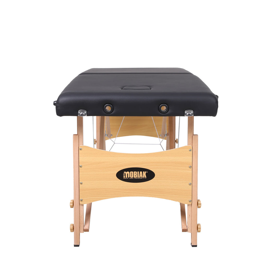 Wooden Folding Massage Bed 2 Sections - Black (W60)
