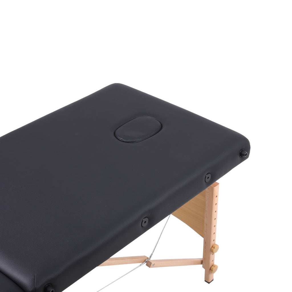 Wooden Folding Massage Bed 2 Sections - Black (W60)