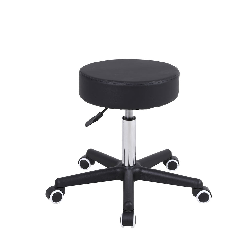 Height Adjustable Stool with Wheels - Black