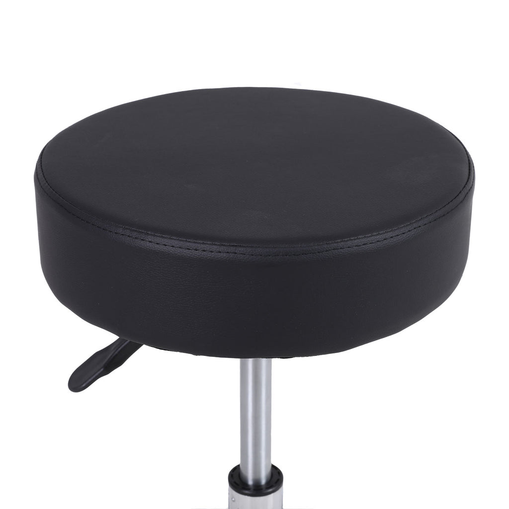 Height Adjustable Stool with Wheels - Black