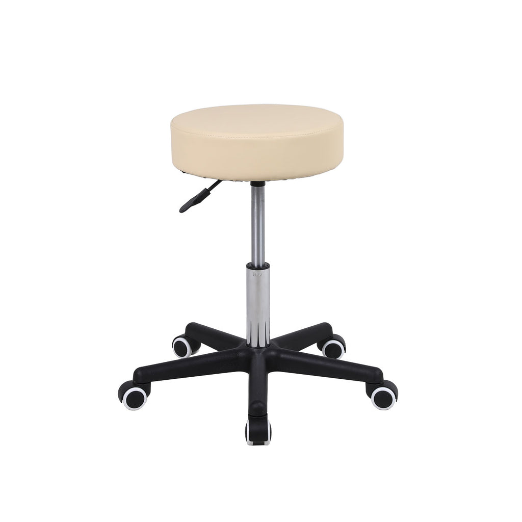 Height Adjustable Stool with Wheels - Beige