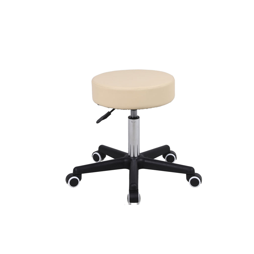 Height Adjustable Stool with Wheels - Beige