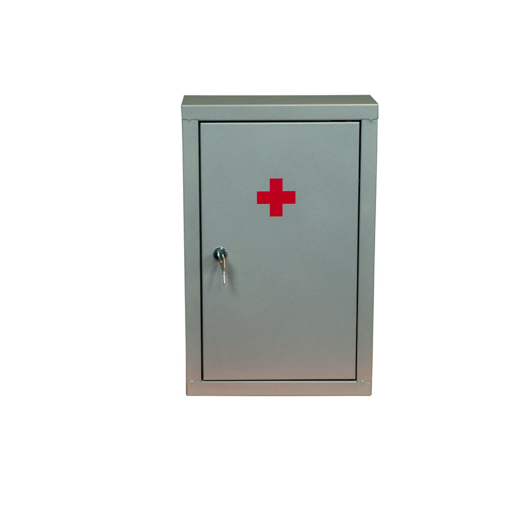 Wall-Mounted Metal First Aid Box with Two Shelves and Lock
