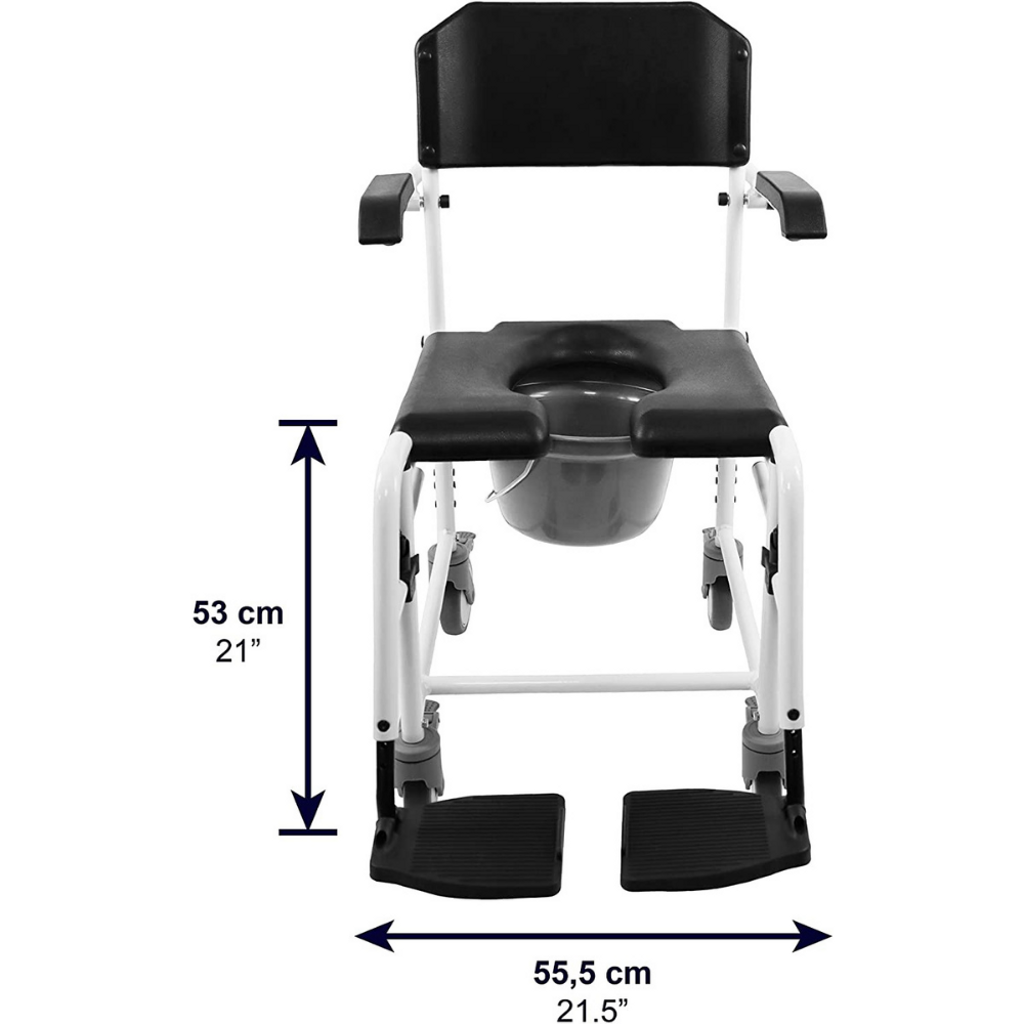 Shower commode chair – seat height 53 cm, width 55.5 cm