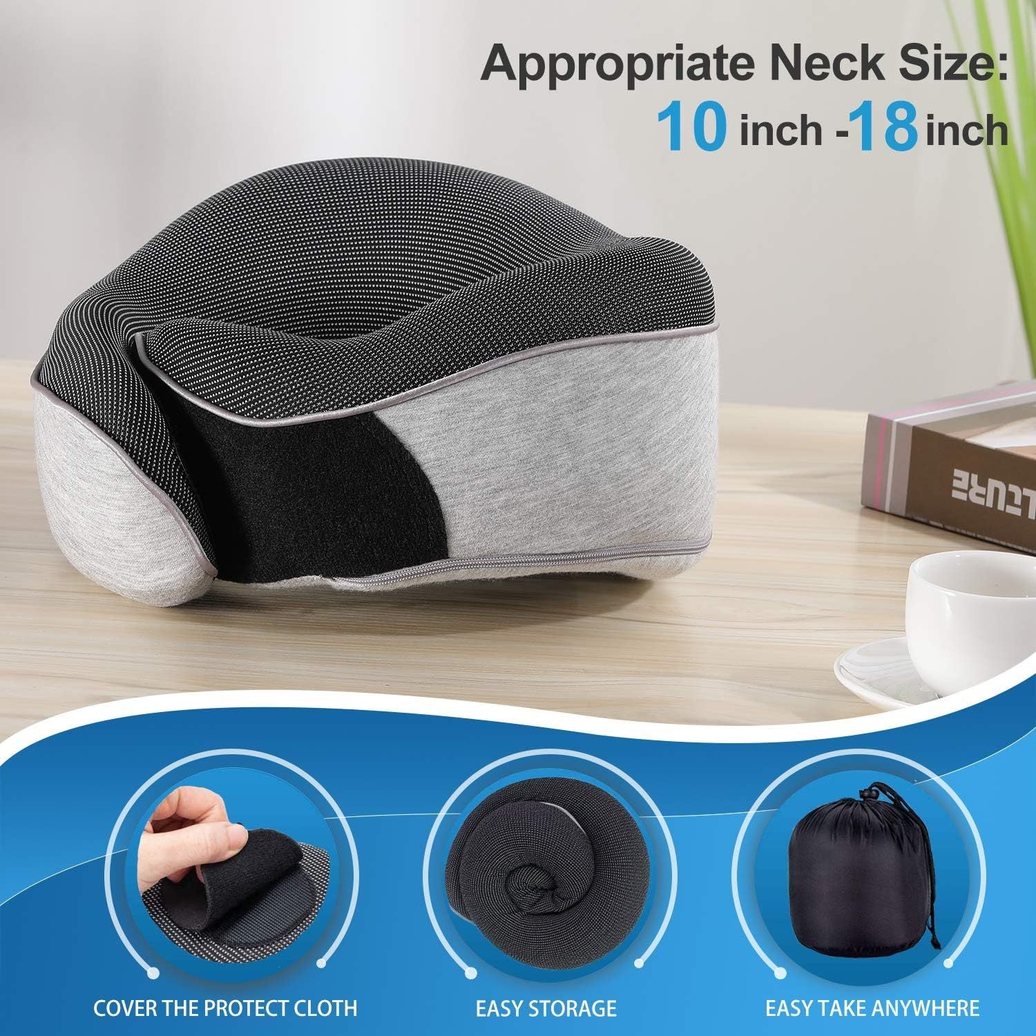 Travel neck pillow – fits neck sizes 10–18 inch