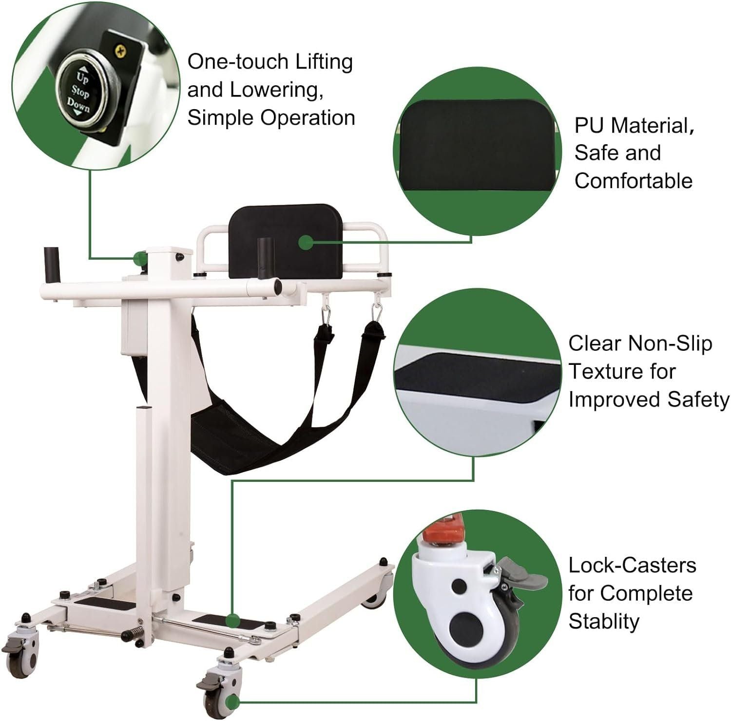 Electric patient transfer lift chair – detail