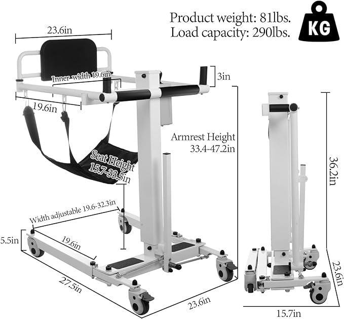 Electric patient transfer lift chair – detail