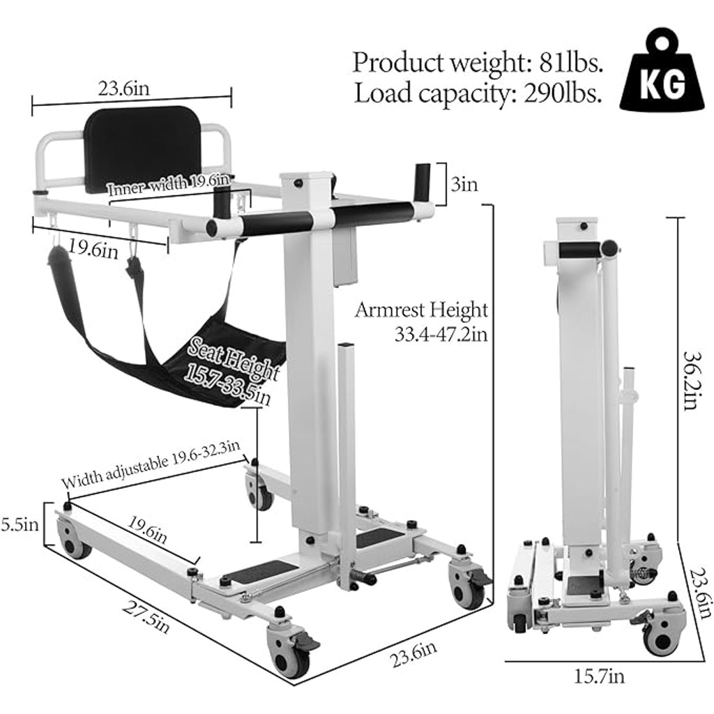 Electric Folding Transfer Lift – dimensions