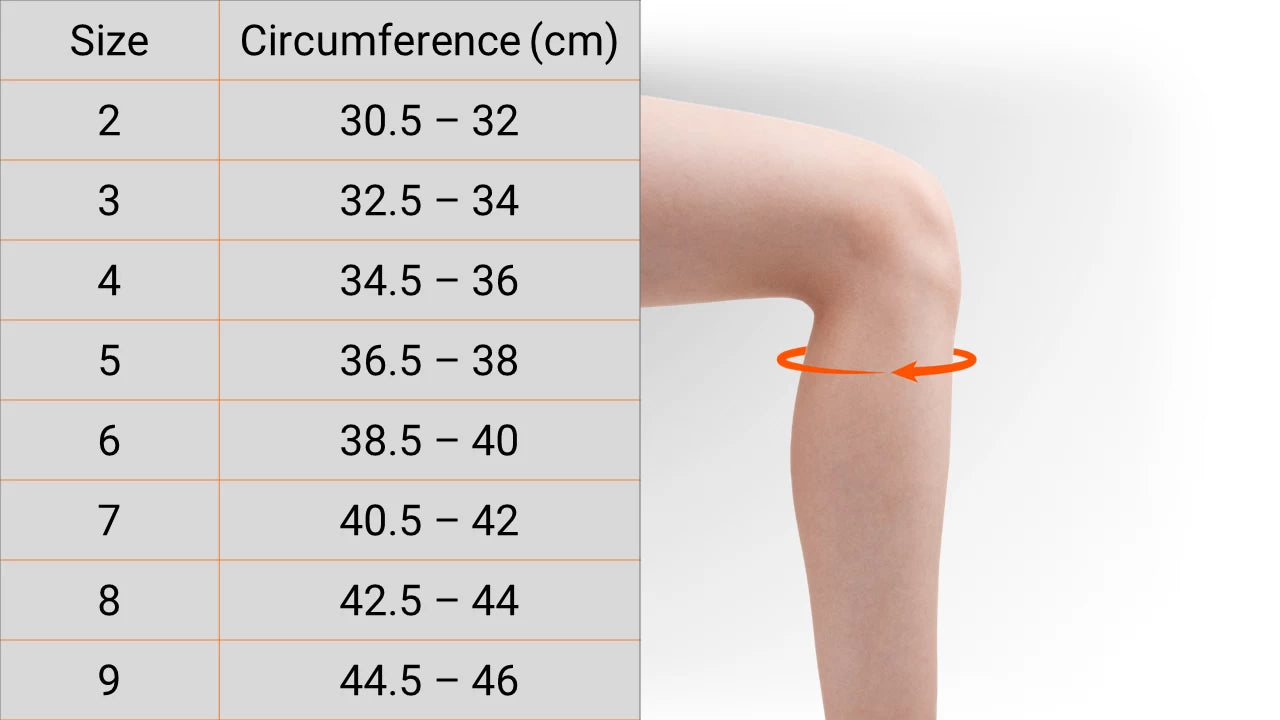 Acupressure Knee Pain Reliever wide orthosis size chart