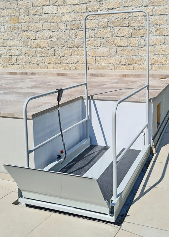 Liftboy wheelchair platform lift at the upper stop