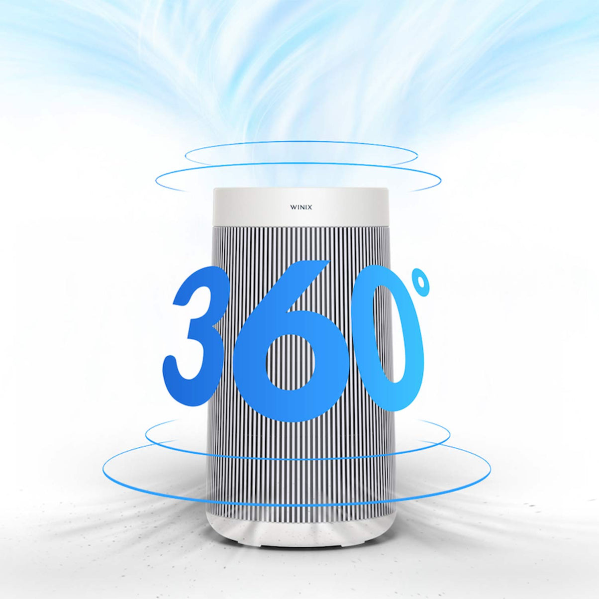 Air purifier with '360' text on a white background