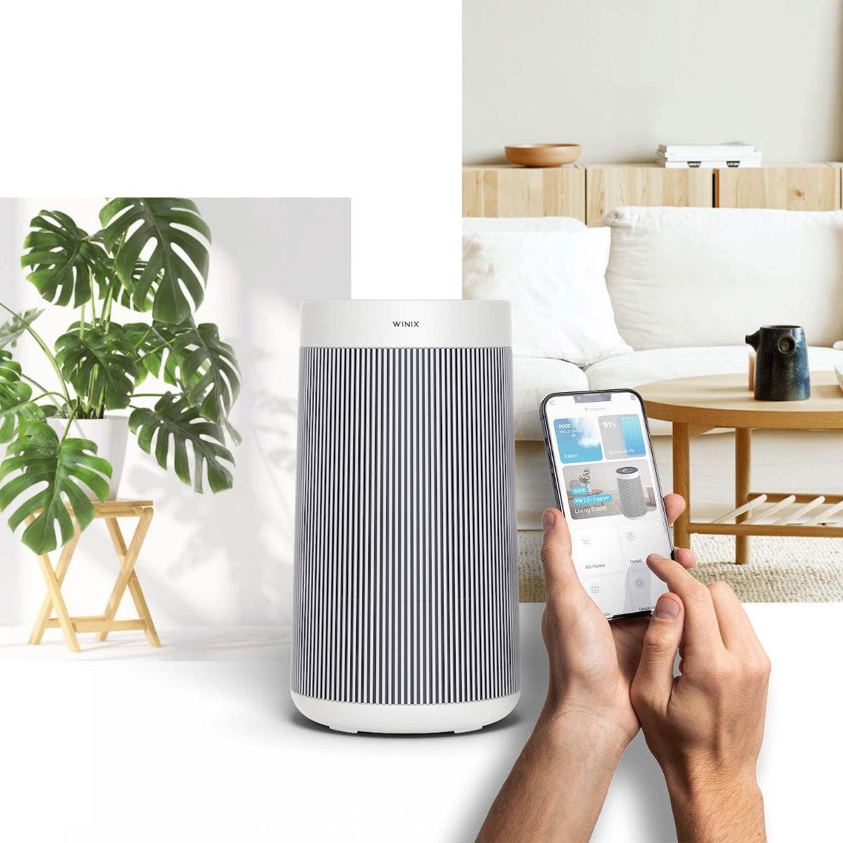 Winix air purifier in a living room