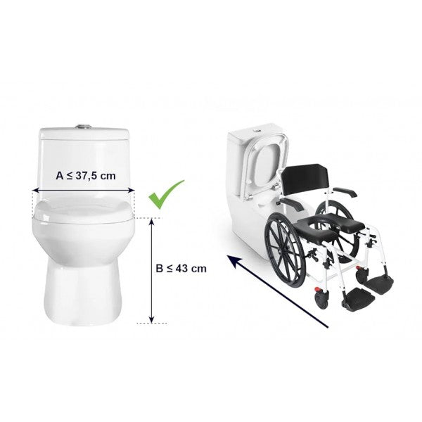 KMINA Self-Propelled Shower And Toilet Chair With Large Wheels