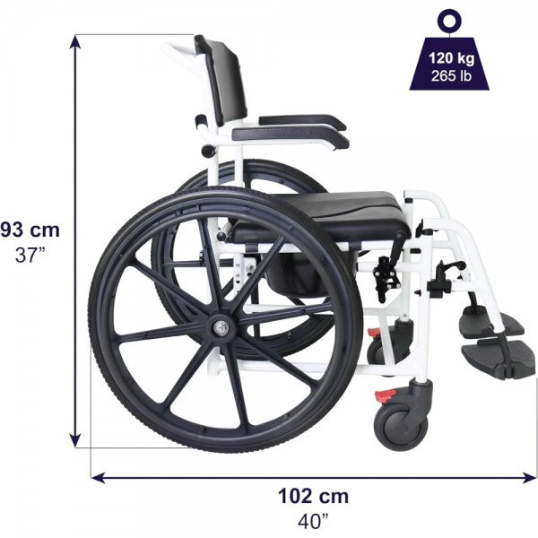 KMINA Self-Propelled Shower And Toilet Chair With Large Wheels