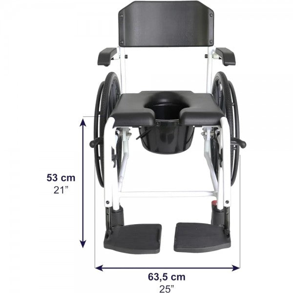 KMINA Self-Propelled Shower And Toilet Chair With Large Wheels