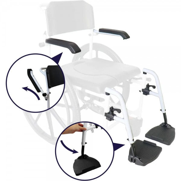 KMINA Self-Propelled Shower And Toilet Chair With Large Wheels