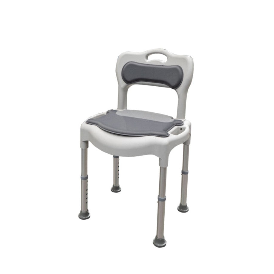 Height adjustable commode chair with backrest, armrests removed
