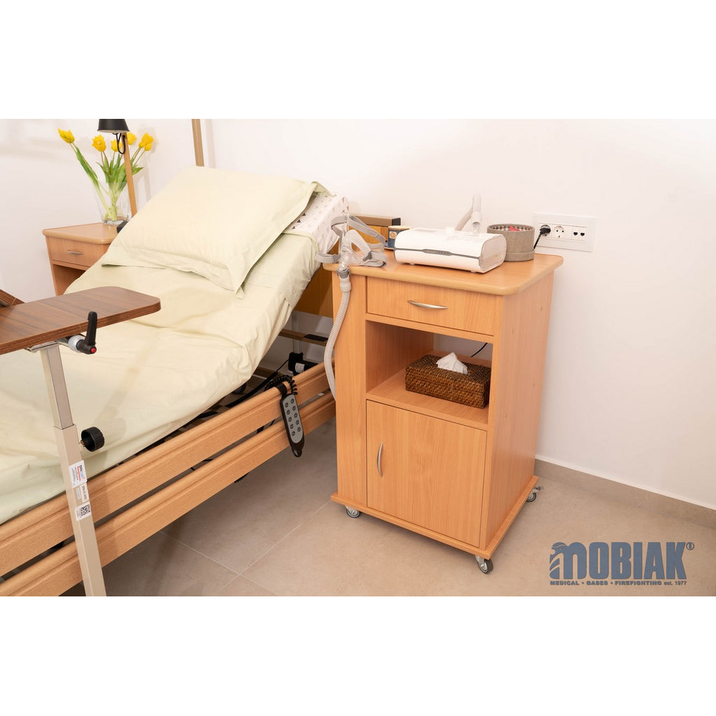 Bedside Cabinet, Wooden, with Pull-Out Table (Hospital Use)
