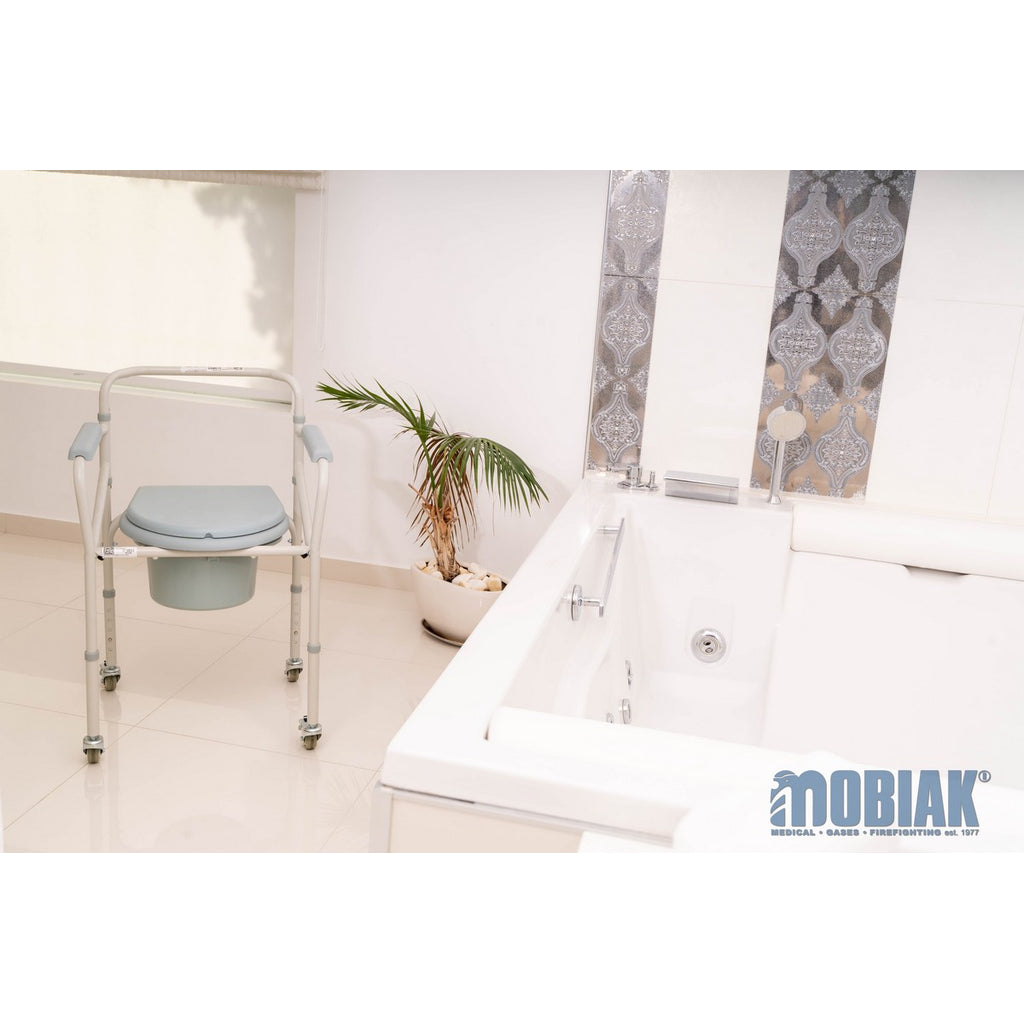 Foldable Commode Chair with Castors Beige