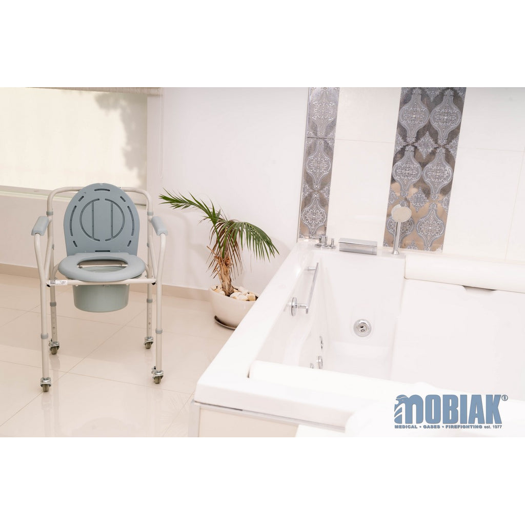 Foldable Commode Chair with Castors Beige