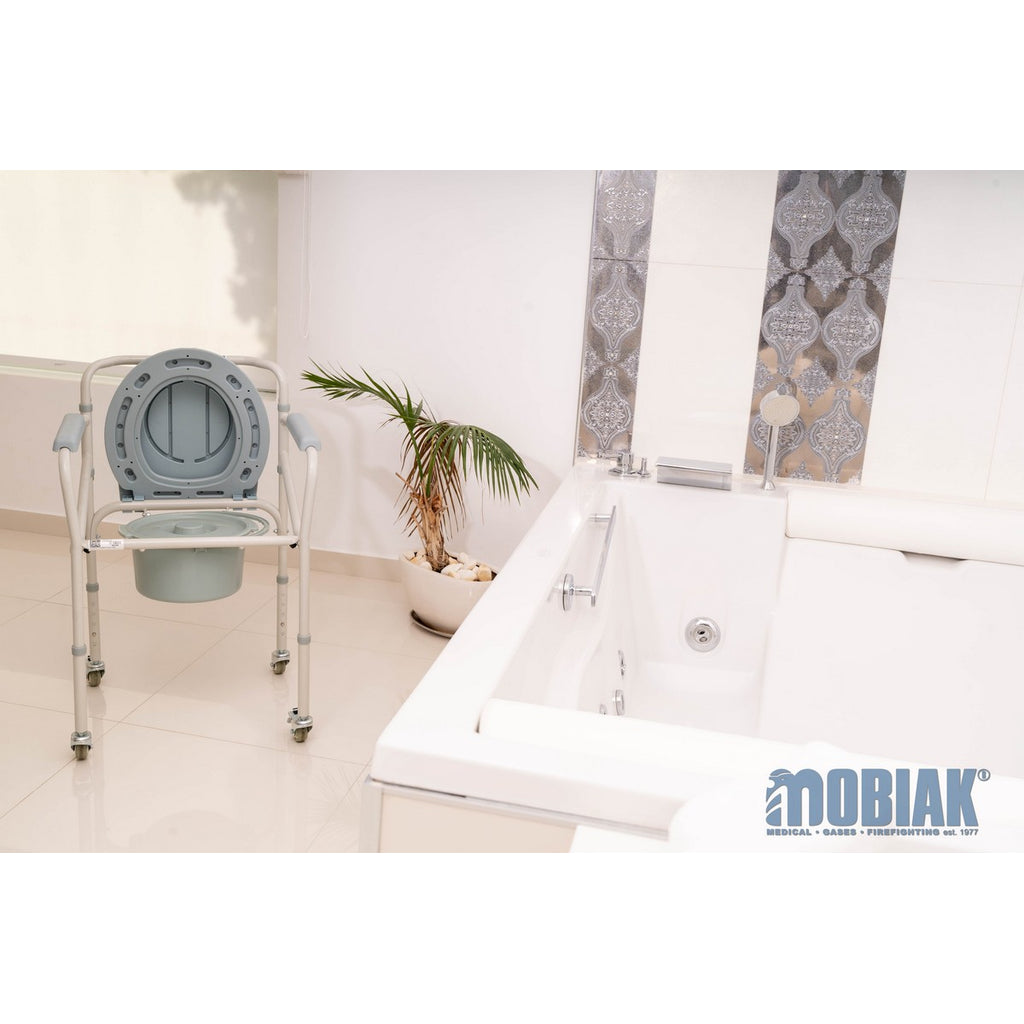 Foldable Commode Chair with Castors Beige