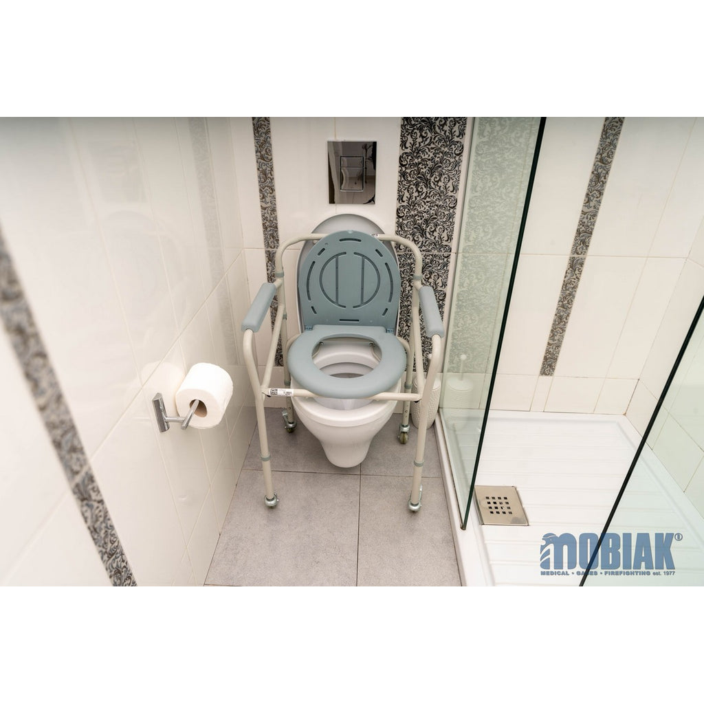 Foldable Commode Chair with Castors Beige