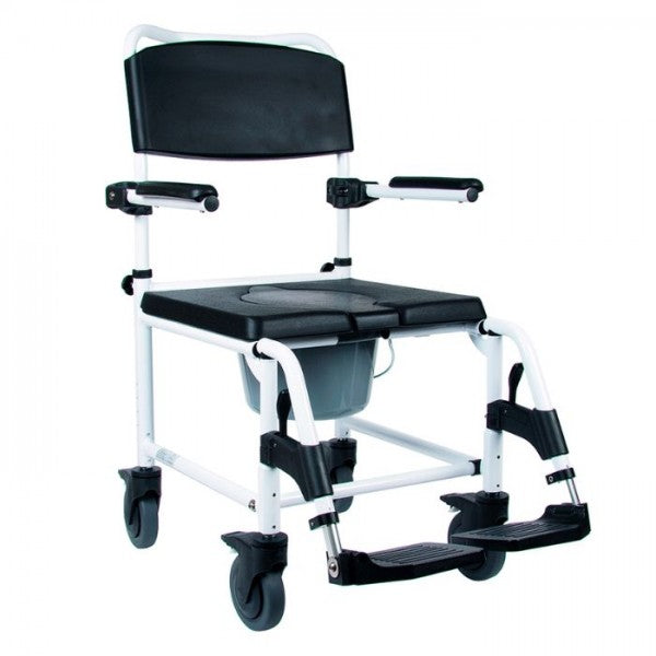 Mobilex Cockatoo Commode And Shower Chair With 5″ Lockable Wheels
